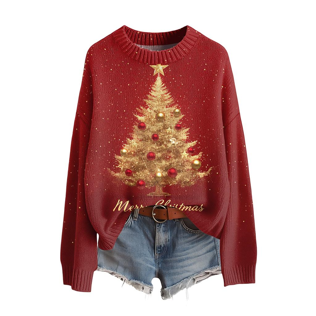 Women's Funny Women's Christmas Sweater R-Neck Christmas Jumper Christmas Outfit Ugly Sweatshirt Christmas Costume