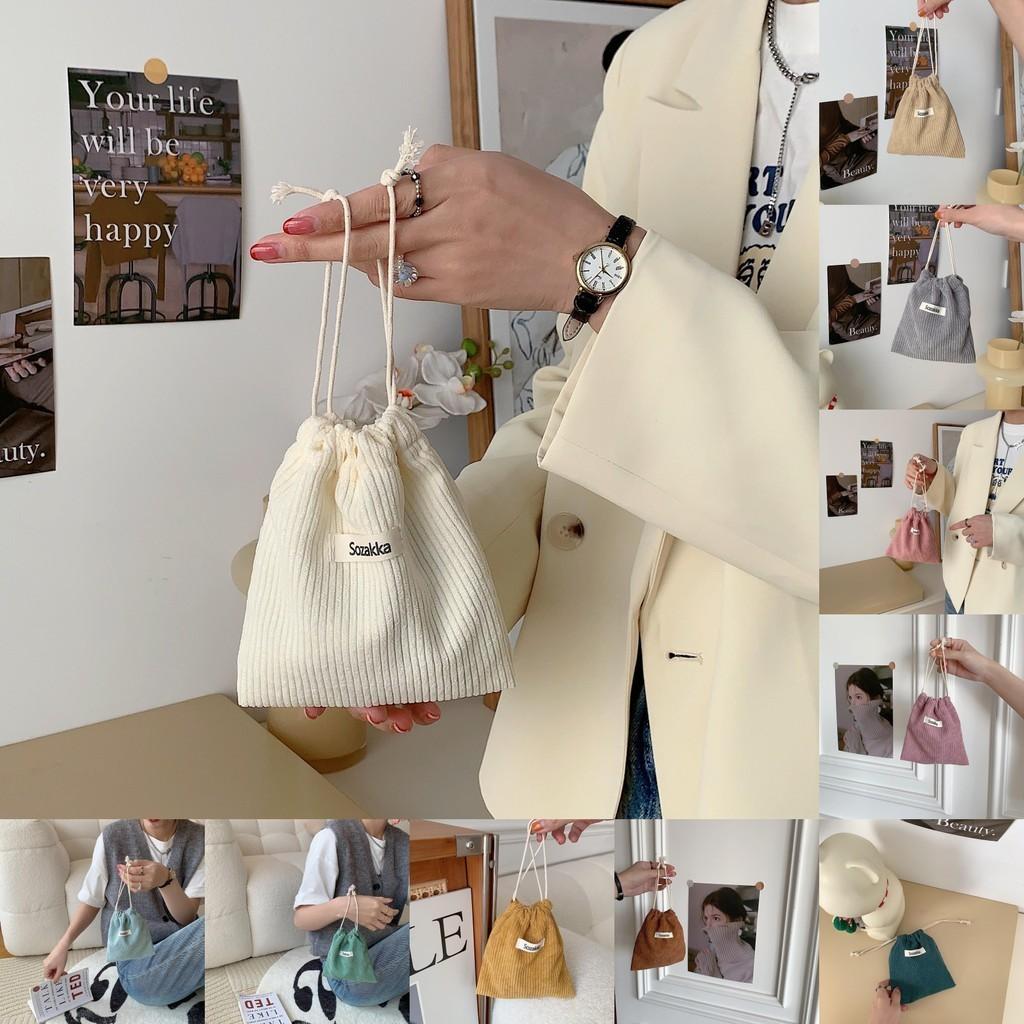 32133 Однотонный вельветовый тканый мешок на шнурке с биркой Косметичка Женская Портативная Большая Вместимость