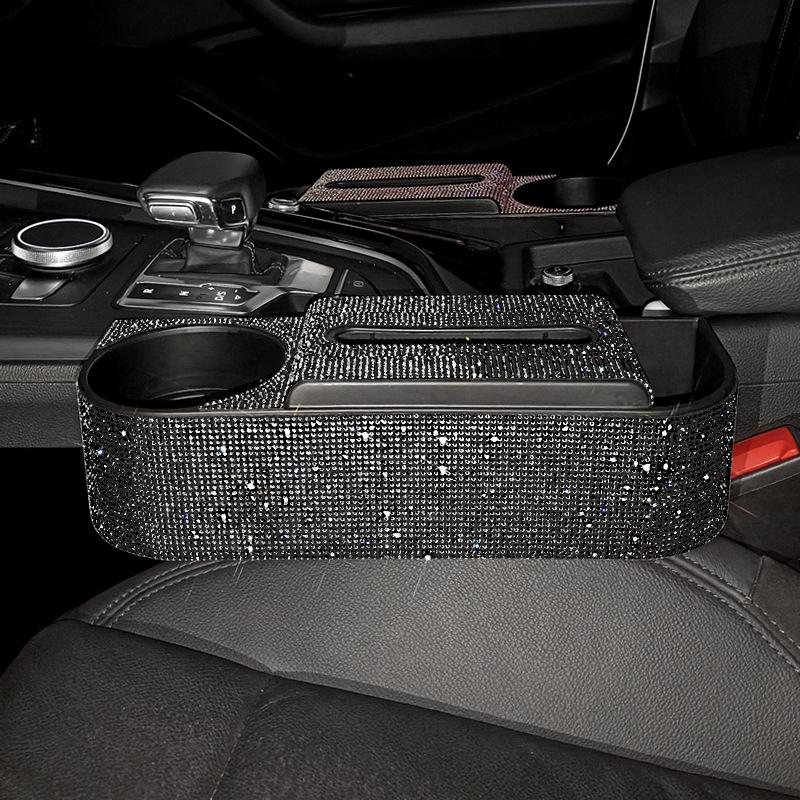 Новый блестящий органайзер для автомобильного сиденья со стразами, коробка для хранения автомобильных зазоров, герметичный подстаканник, монеты, ключи, коробка для салфеток, авто