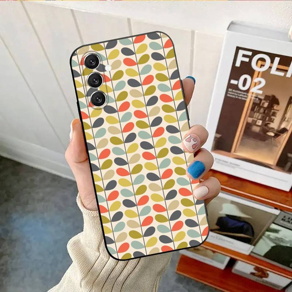 Чехол-книжка Orla Kiely с несколькими стеблями для телефона Samsung Galaxy A13, A21s, A22, A31, A32, A52, A53, A71, A80, Мягкий черный корпус
