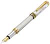 Handcrafted Xezo Maestro Solid 925 Sterling Silver and Pearl Serialized Medium Fountain Pen with Marine Origin White Mother of 18K Gold Inheritance