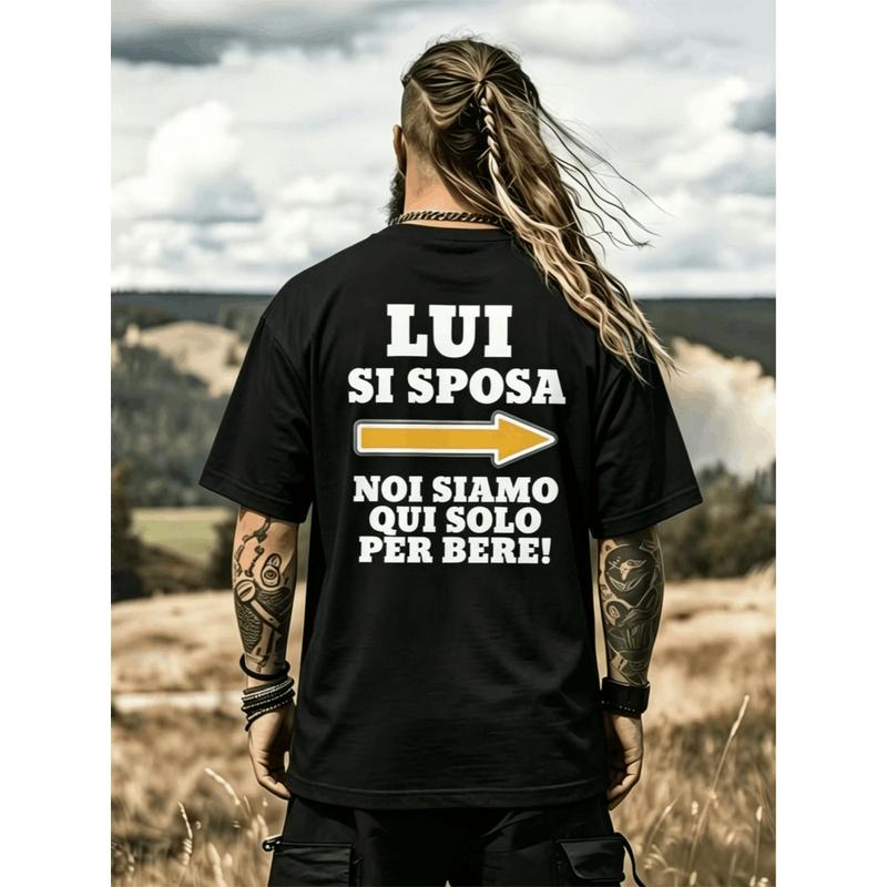 Men'S T-Shirt for Italian Bachelor Party, Funny T-Shirt for Wedding with Italian Phrases "Getting Married" And "No Wedding for Drinks" - Suitable for