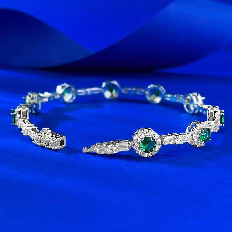 New S925 Silver Green Fairy Bracelet for Daily Classic Fashion Versatile High End Wedding Jewelry