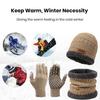 1 Set Men Winter Hat Scarf Gloves Set Thick Knitted Soft Warm Elastic Colorful Ear Protection Five Fingers Windproof Winter Outdoor Cycling