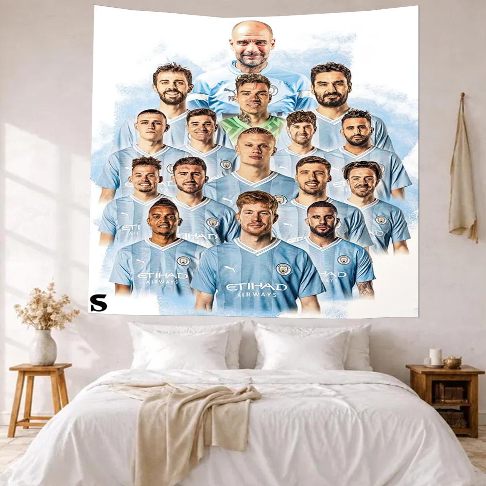 Manchester City Wall Decor Tapestry Art For Pet Memorial Birthdaywedding Party Backdrop Family Gift