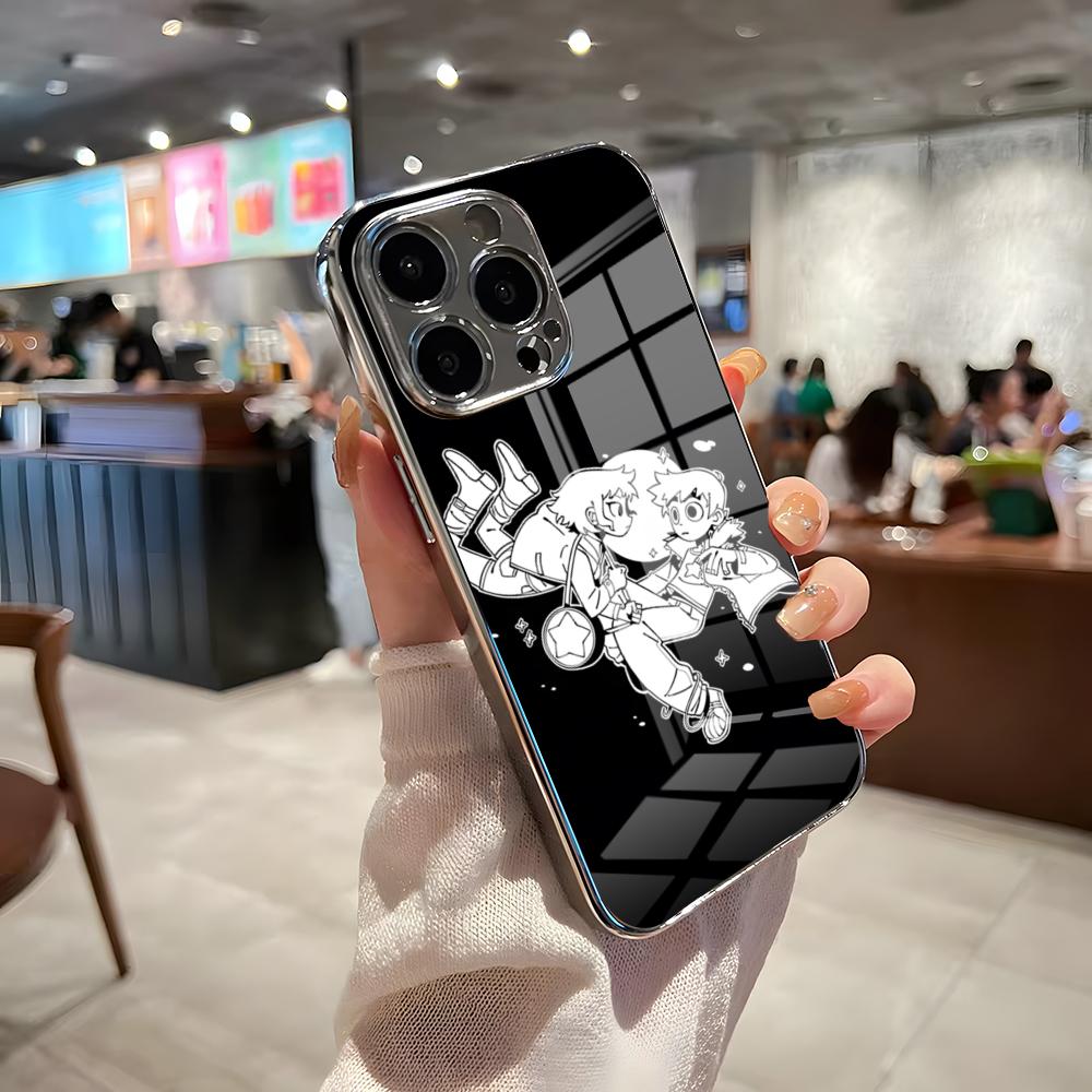 Чехол для телефона S-Scott Pilgrim для iPhone 17 Pro Max 15 Pro 16 14 Plus 12 13 Mini 11 Pro Ударопрочный Электроplated Стеклянная Крышка
