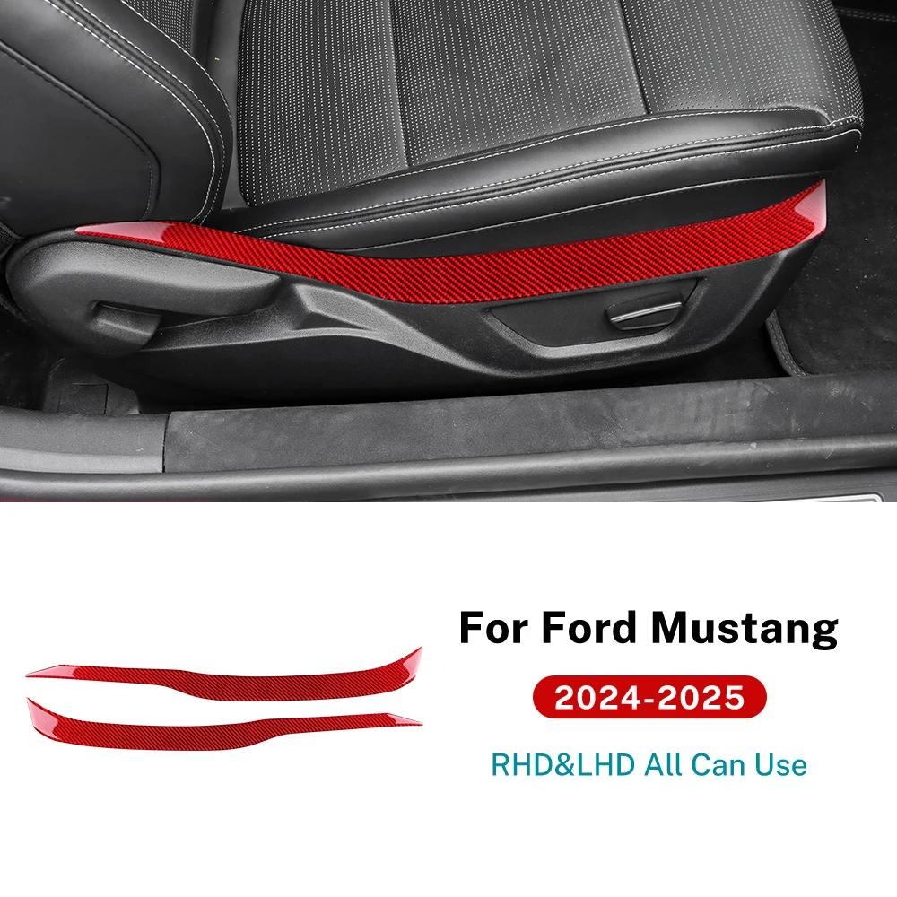 For Ford Mustang GT 2024 2025 2026 2027 Real Soft Carbon Fiber Sticker Car Driver Passenger Seat Panel Decor Interior Trim