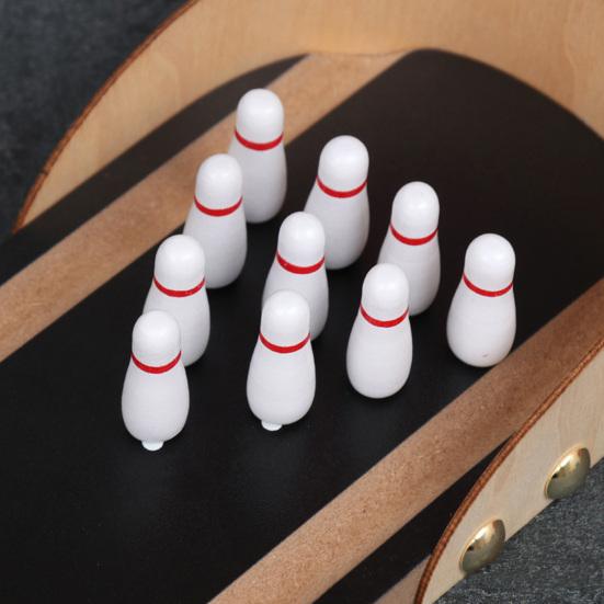 1 Set Desktop Mini Bowling Game Stress Anxiety Relief Portable Travel Wooden