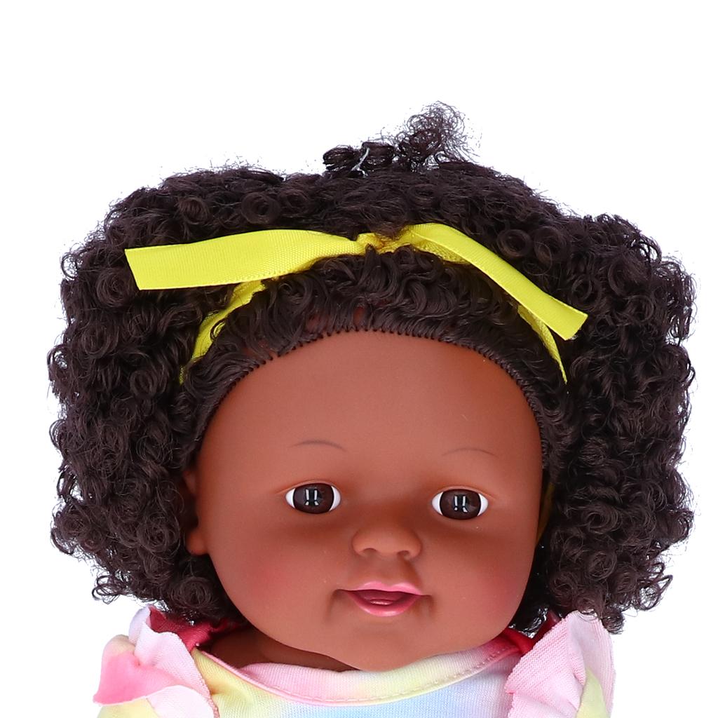 12 Inch Lovely Simulated Black Girl Doll African Baby Doll Kid Toy Birthday Gift