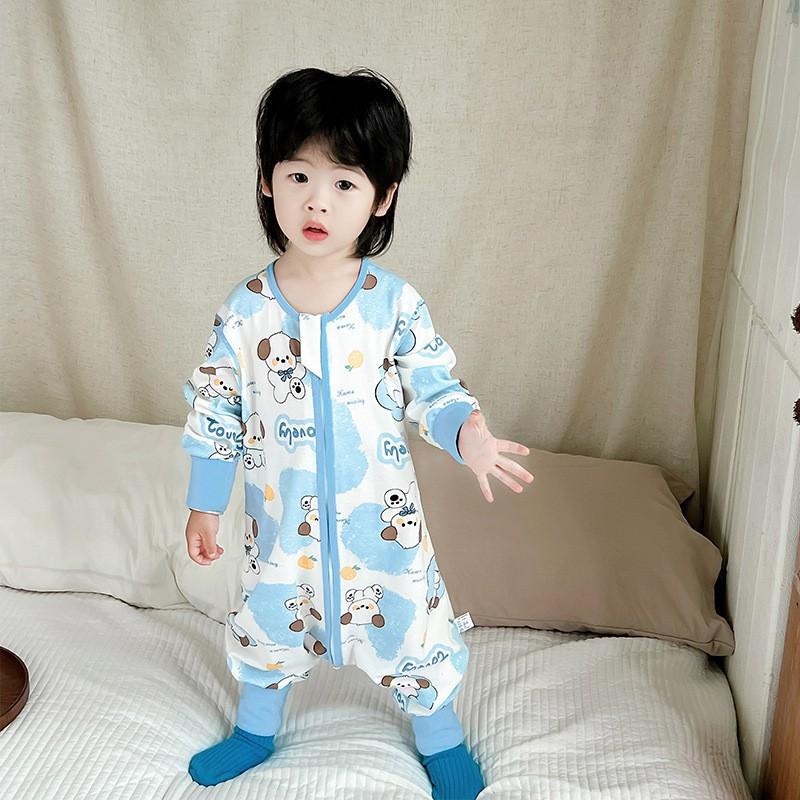 Cotton Baby Sleep Sack With Double Zipper Front Opening Sleeveless Legged Pajama Toddlers 1-5 Years Breathable Soft