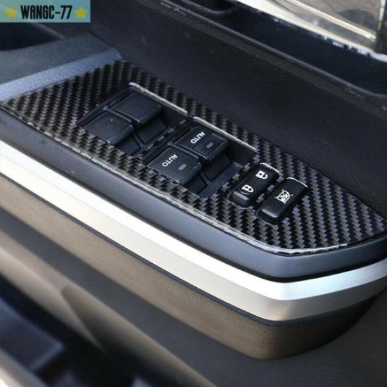 Carbon Fiber Interior Window Switch Cover Trim Fit For Toyota Tundra 2014-2018