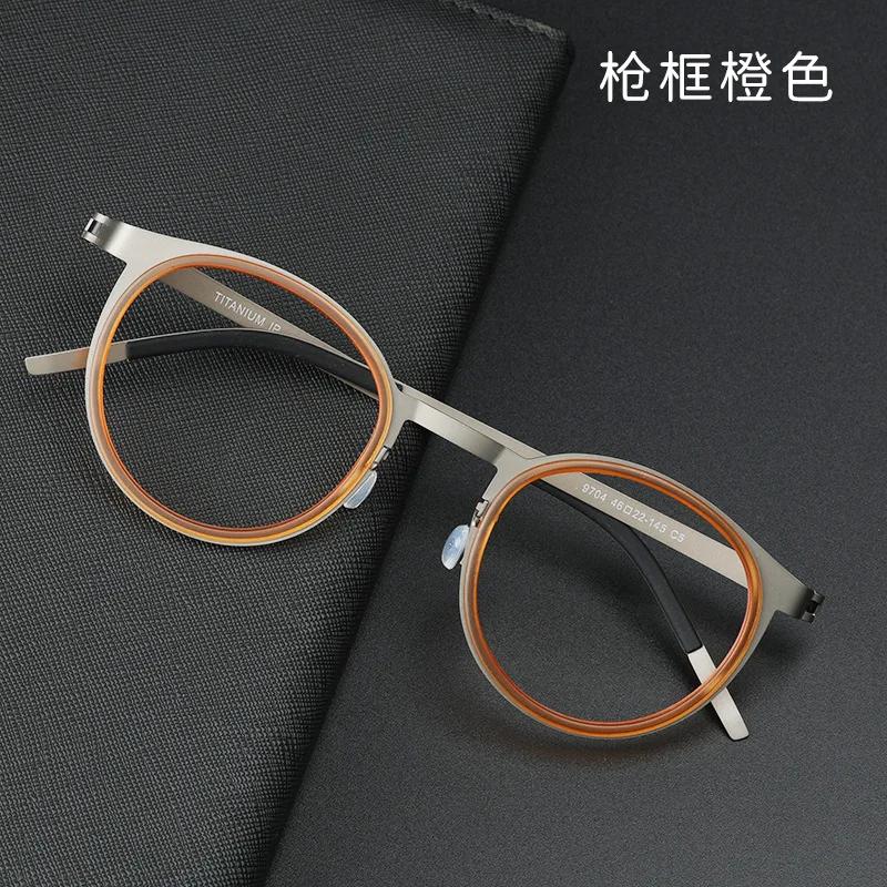 Fashion Ultralight Glasses Frame Men Women Retro Round Screwless Eyeglasses Titanium Acetate Classic De Lectura Hombre