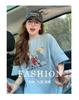 Korean cartoon letter western-style top 2025 summer new loose and versatile printed short sleeved T-shirt for women