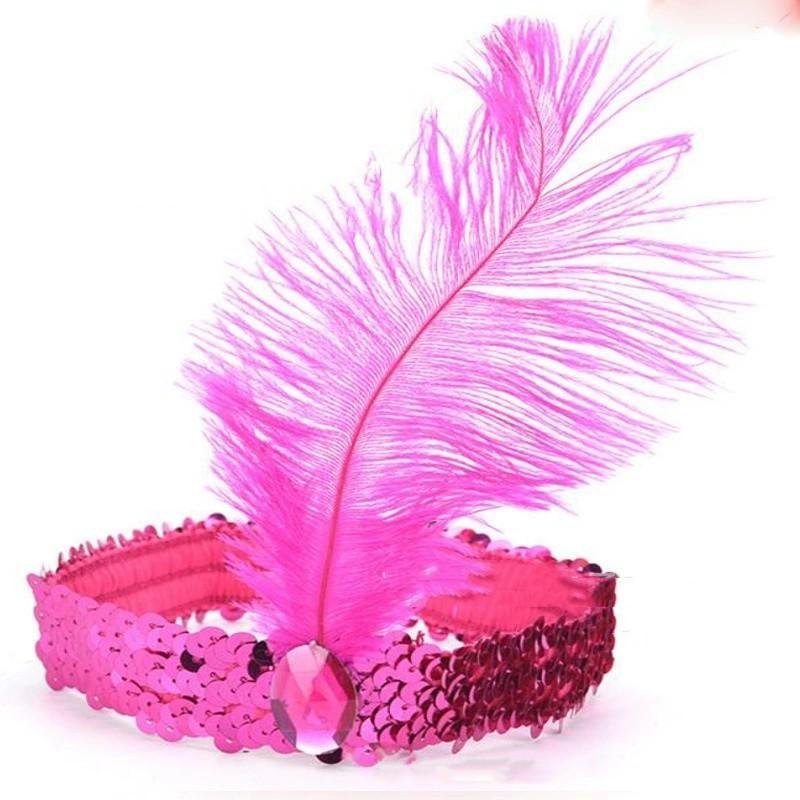 Sequins Feather Crystal Headband Indian Feather Headdress Holiday Party Indian Hairband Fashion Women Hair Accessories