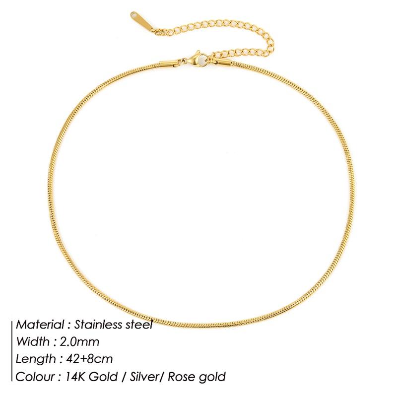 Simple Collarbone Necklace For Women Man Stainless Steel Gold Color Snake Chain High Quality Jewelry Wedding Party Gift