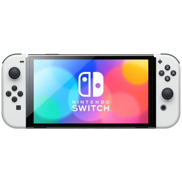Console Nintendo Switch - Modèle OLED • Blanc + Mario Kart 8 Deluxe (Pré-installé) + 12 Mois D'abonnement NSO (Code)
