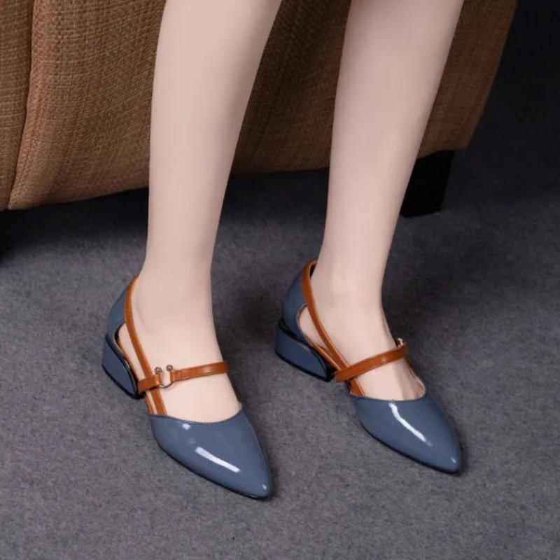 Летние женские сандалии Baotou с острым носком на толстом каблуке, модные вечерние сандалии с высоким берцем