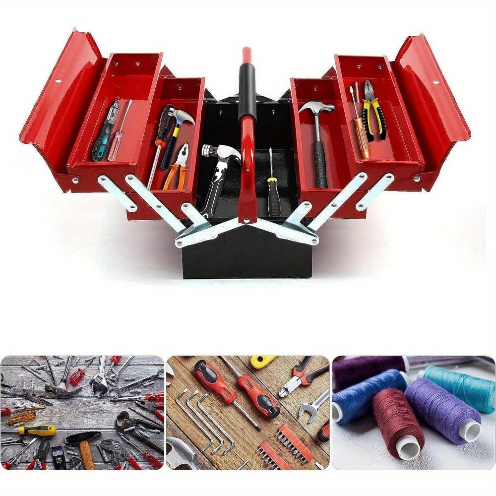 Металлический ящик для инструментов, 3-слойный, 5-лотковый, консольный ящик для инструментов, 43 см x 20 см x 20 см, ящик для инструментов, красный