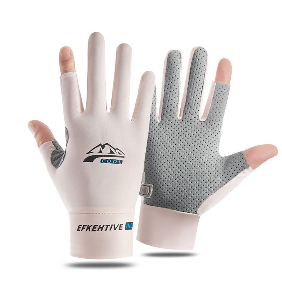 Loogdeel Sun Protection Fishing Gloves Ice Silk Sports Cycling Running Fishing Gloves Unisex Anti-Slip Breathable Anti-Uv Gloves