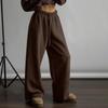 Women's Warm Shaker Velvet Elastic Waist Drawstring Solid Color Casual Pants