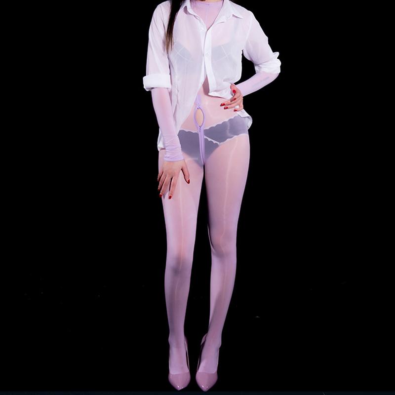 Сексуальный тонкий комбинезон с молнией и открытой промежностью, прозрачные маслянистые глянцевые боди, женские эластичные эротические чулки, колготки на все тело, нижнее белье