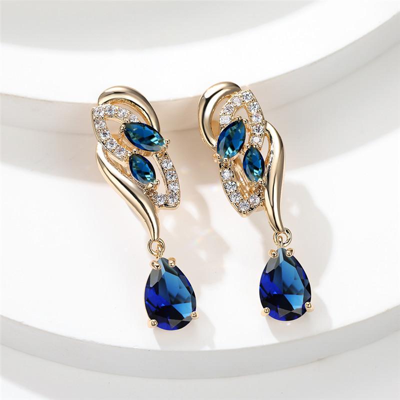 Серьги-капельки серебряного цвета с огранкой «капля воды», синий, белый, красный камень, серьги-капли с разноцветным камнем огранки «маркиза», серьги-кольца, предложение на годовщину, подарок