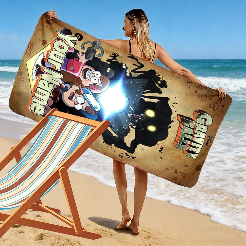 Custom Gravity Falls Print Beach Towel, Large Soft Quick Dry Towel for Beach Camping Swimming