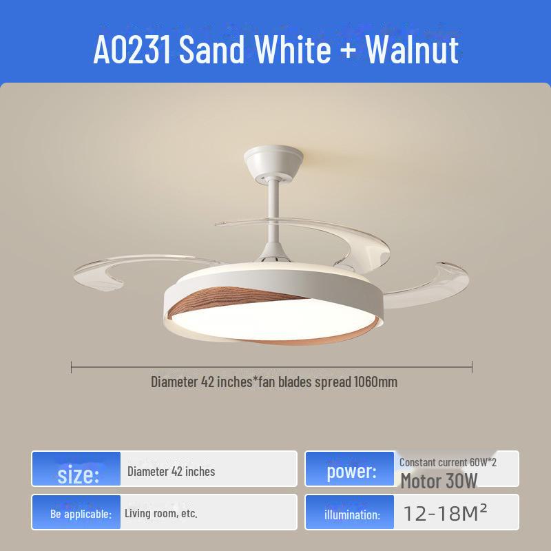 Современный потолочный вентилятор из орехового дерева с интеллектуальным преобразованием частоты для гостиной и столовой
