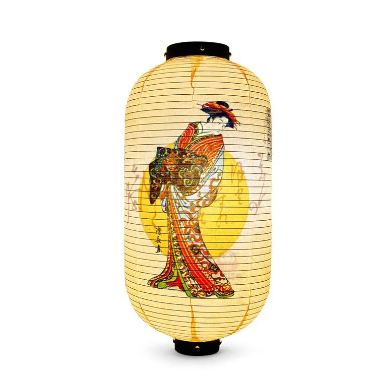 Japanese Style Geisha Pattern Lantern Waterproof Cloth Ukiyo-e Cuisine Restaurant Izakaya Decor Lantern Festival Party Decor