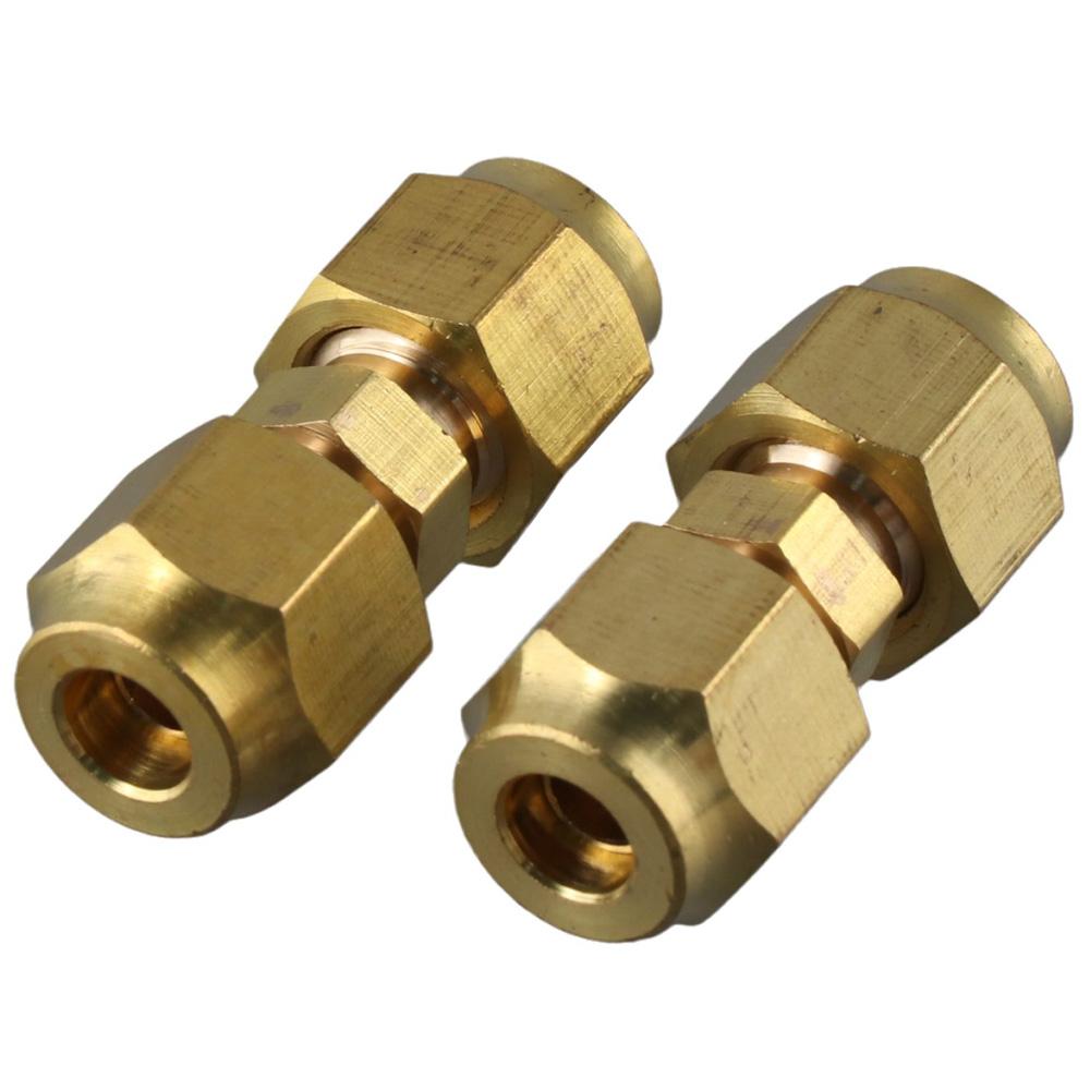 2 Pcs Brass AC Copper Pipe 1/4" Extension Connector Copper Pipe Quick Connector Copper Fittings