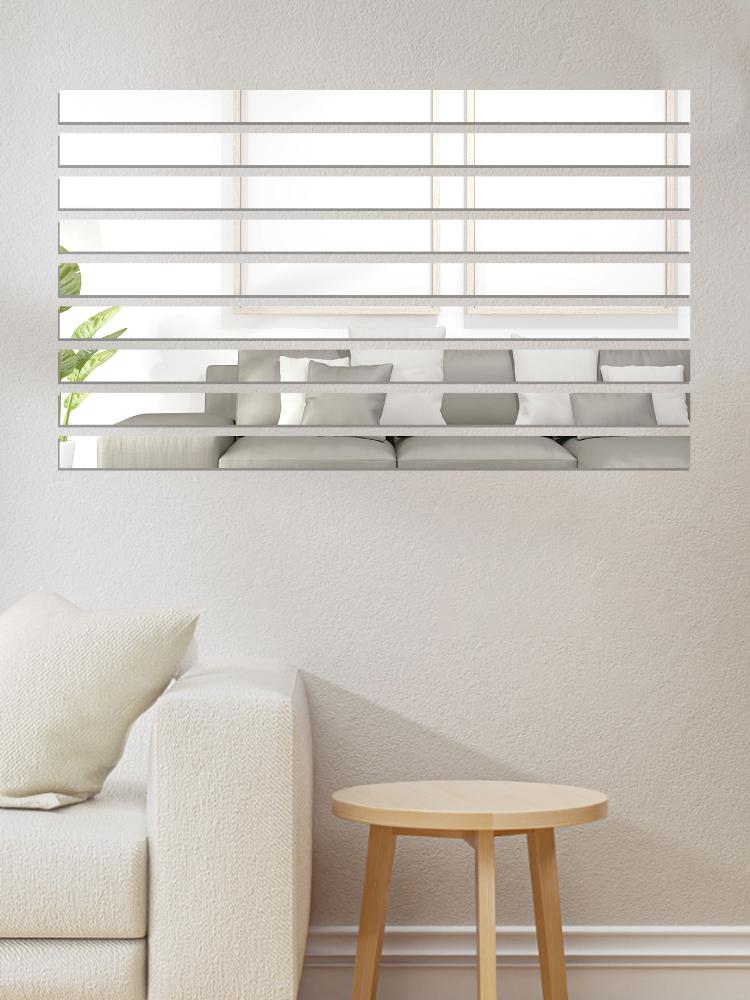 20 Pcs Acrylic Mirror Wall Stickers Mirror Wall Stickers Striped Design Art Tile Decal DIY Self Adhesive Removable and Murals for Home Decor
