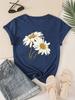 Daisy Floral Womens Tee  Boho Botanical Graphic Casual Summer Top