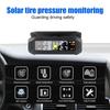 Solar Car TPMS Tire Pressure Monitoring System With 4 External Sensors Temperature Warning Fuel Save