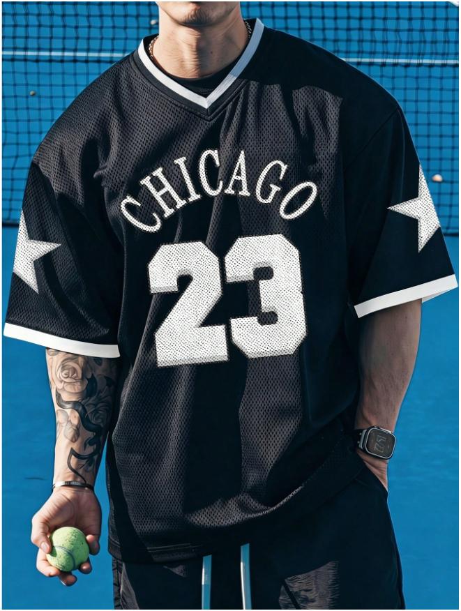 Women's & Men's Summer Jersey,Gothic Y2K Streetwear Everyday Mesh T-Shirt With Graphics Number Pattern