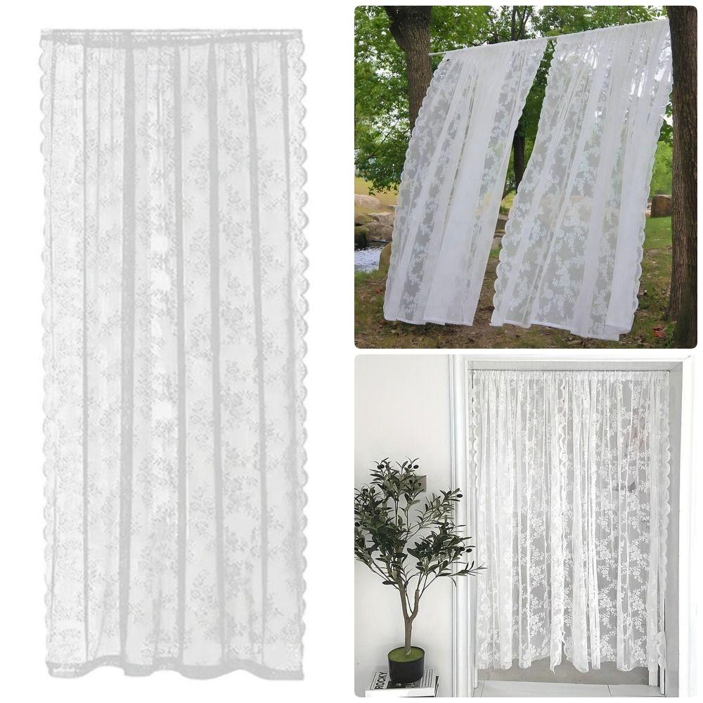 1Pcs Rod Pocket Lace Curtain 150x200cm Window Drape Shades New Sheer Curtain Living Room Decoration