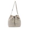 Canvas Large Capacity Adjustable Shoulder Bag for Casual Travel Solid Color Lightweight Drawstrings Crossbody Bag Purse Ivory