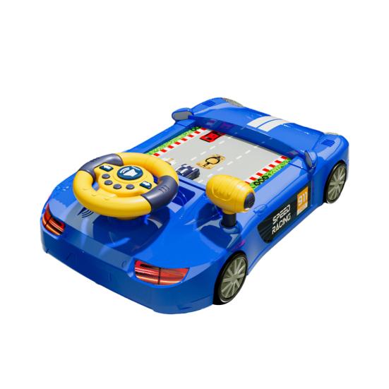 Детский симулятор вождения с легкой музыкой, регулируемая скорость, обучающая игрушка-руль для малышей, интерактивная ролевая гоночная настольная игра