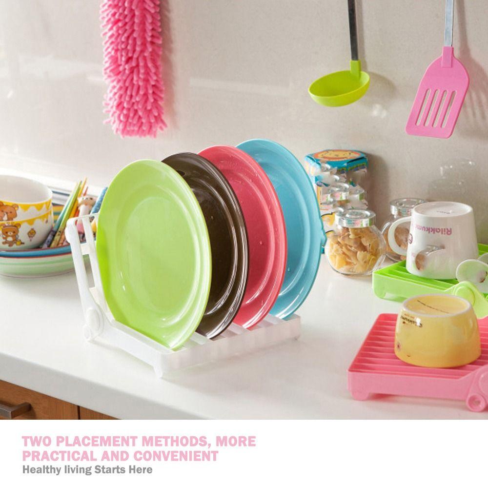 Foldable Design Plate Organizer Multicolor Storage Holder Creative Foldable Rack  Kitchen Use