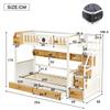[315421234WAA]Bunk bed, frame made of pine wood and MDF, children's bed with 4 compartments in the stairs, 2 drawers, White+Natural, 90x200cm