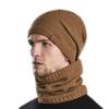Men's Winter Warm Scarf Knitted Hat Solid Color with Fur Hat