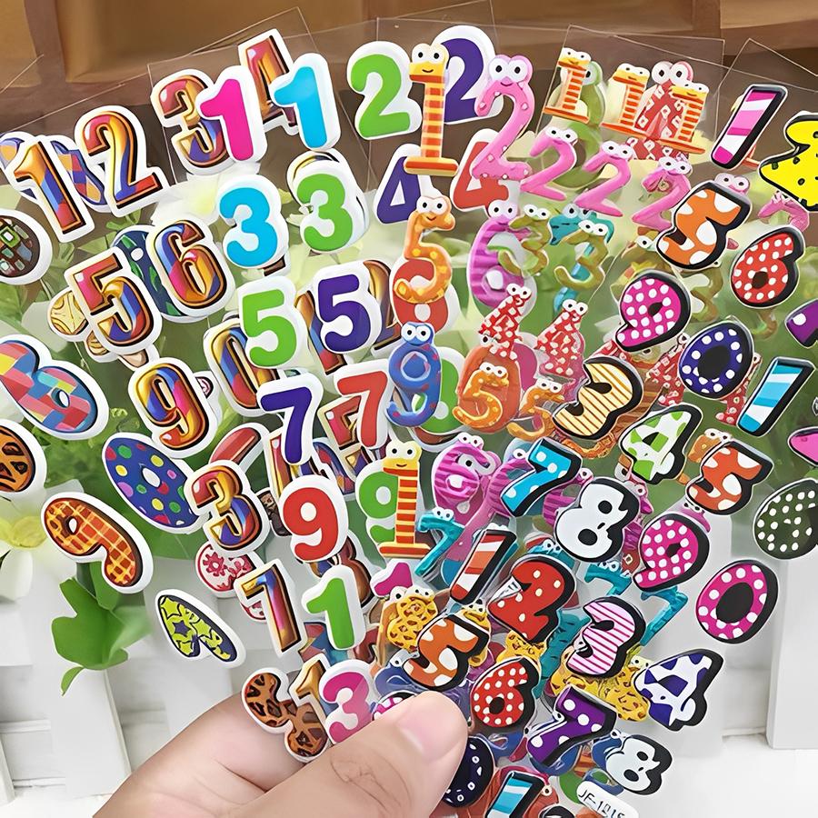 6/12/24pcs Cartoon Bubble Stickers (Number Design) - Self-adhesive & Easy to Stick Perfect for Creative Graffiti Student Rewards