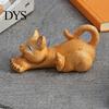 Small Animal Ornament for Shelf Stretching Kitten Figurine, Resin Cat Statue, Cute Ornament, Desktop Stress Relief Toy Compact Decoration Home Office