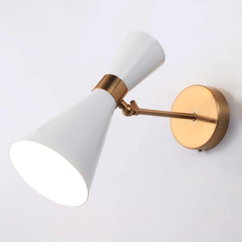 Современный настенный светильник Nordic Trumpet Lamp с лампочкой E27 для коридора, гостиной, фойе, спальни, регулируемый угол наклона, металлические светильники
