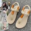 Fashion Platform Sandals Women Summer 2025 Roman Beach Shoes for Women Handmade Straw Sandals Weaving with Hemp Rope Women Sandals
