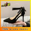 Sexy Temperament Single Shoes French Evening Dress Black High Heels Sandals 2025 Summer Fashion Design Sense Cross Straps