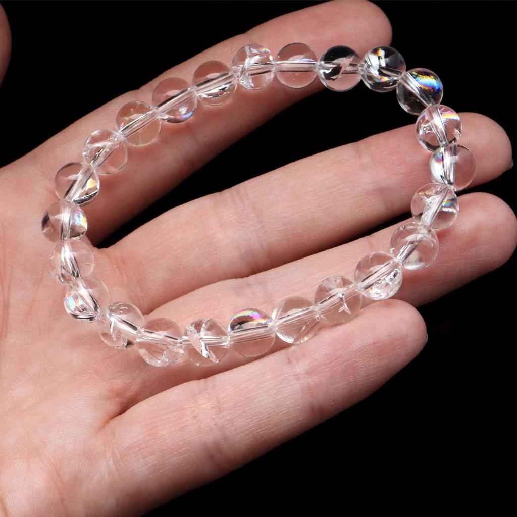 Кристальный браслет Ирис Кварц Натуральный Радужный 8мм Радужный Натуральный Камень Камень Силы Внутренний Диаметр 21см [ЗОЛОТОЙ КАМЕНЬ] Прибл.