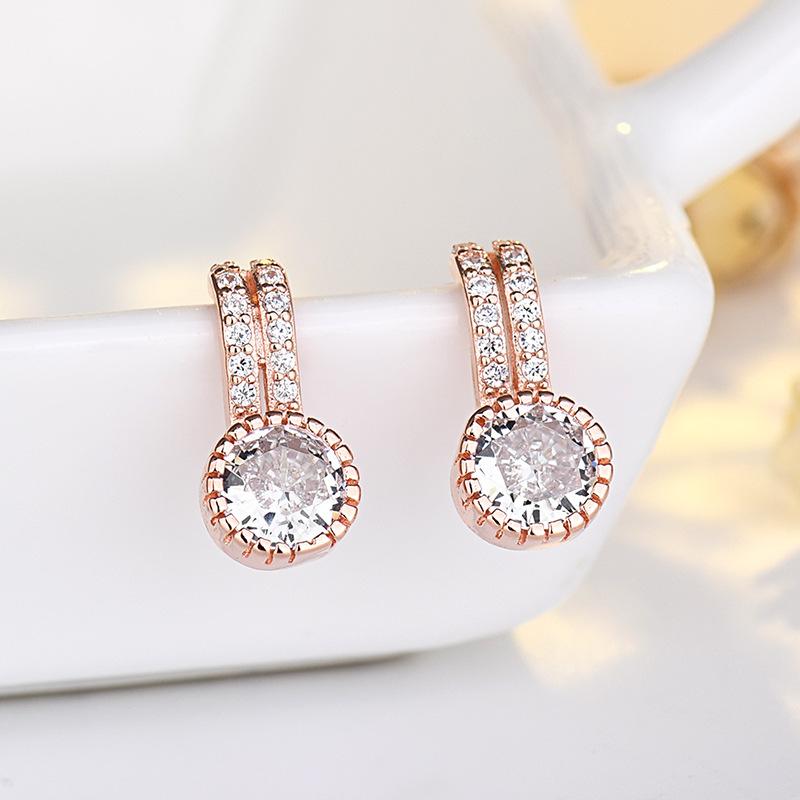 New 925 Sterling Silver High Quality Zircon Stud Earrings for Women Exquisite Student Girlfriend Jewelry Accessories Wedding