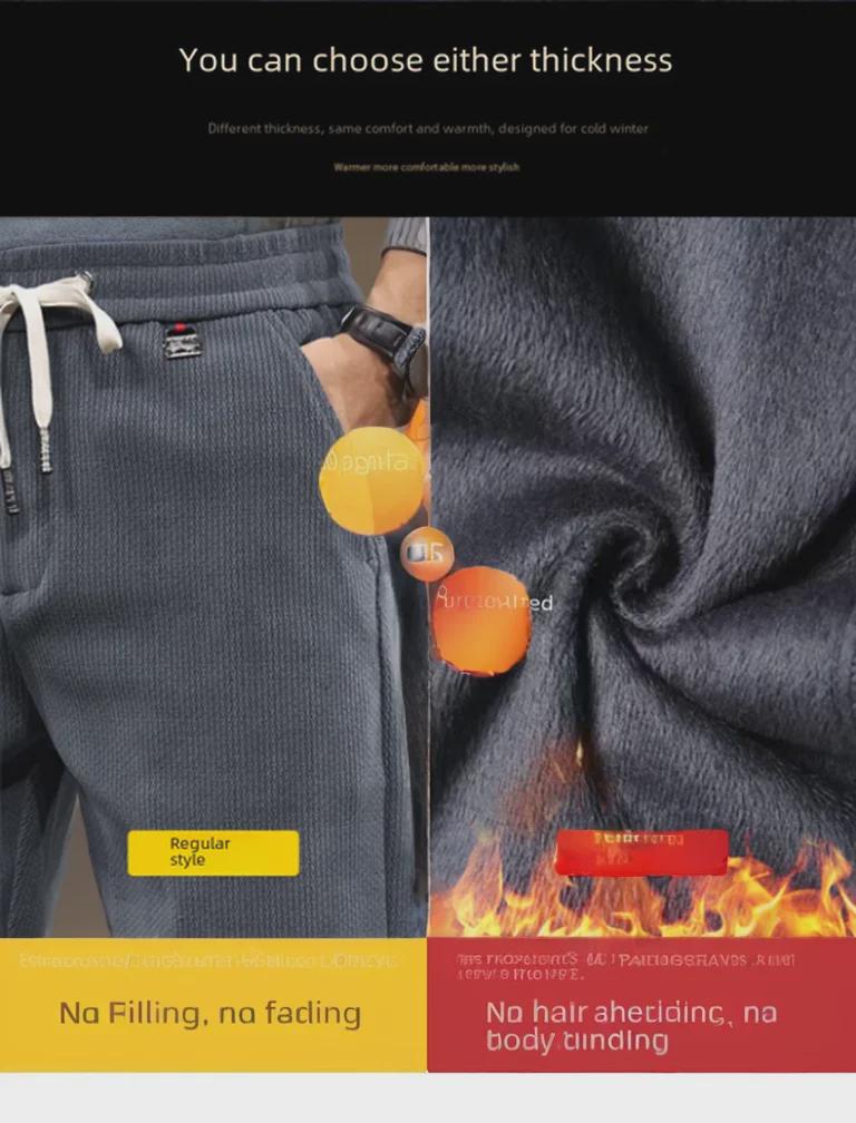 Премиальные мужские ветрозащитные брюки из норкового бархата на весну и осень