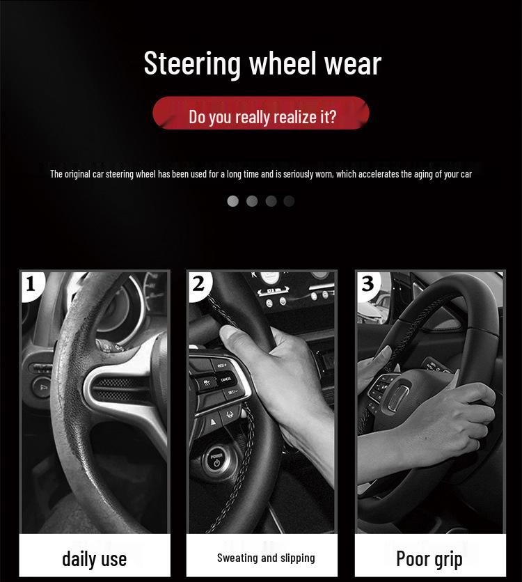 Suede Carbon Fiber Steering Wheel Cover for Baojun RS3, RM5, E200, RS5, E300, Valli.