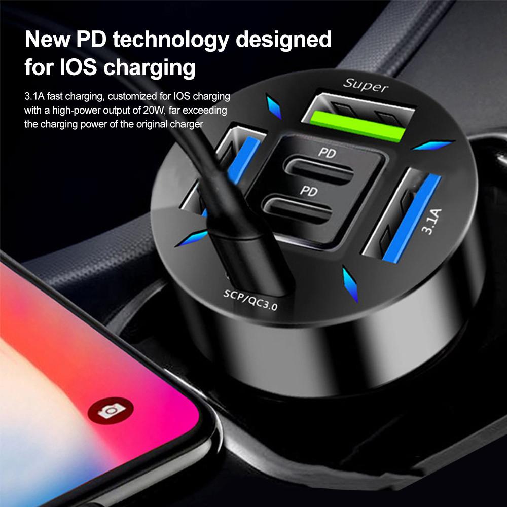 Multi-Port Car Charger 12-32V QC3.0 PD 20W Fast Charging USB Type-C Universal